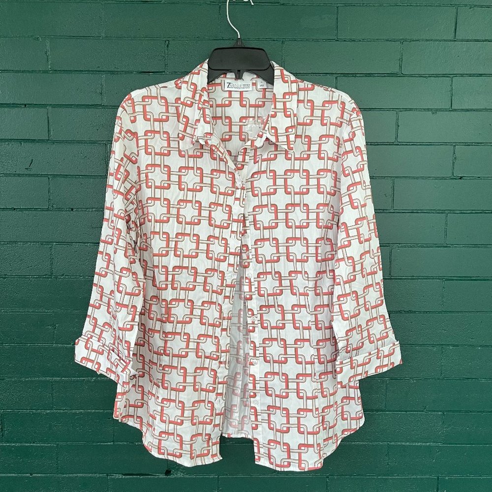 7th Avenue Design Studio Printed Button Down Top